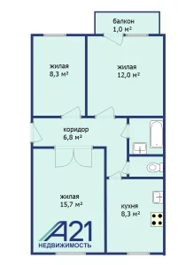 Светлая 3-комнатная квартира по ул. Ульяновская 70б