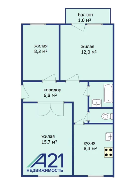 Светлая 3-комнатная квартира по ул. Ульяновская 70б