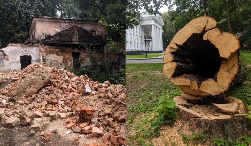 Жиличи: старый парк поредел после бури, а старинную конюшню разбирают. Но, похоже, все к лучшему