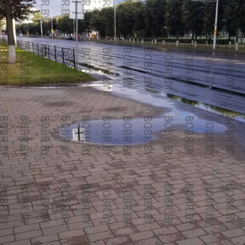 Лужа на остановочном пункте