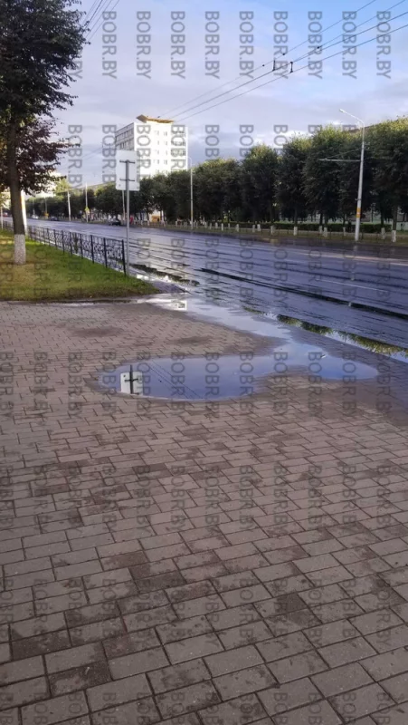 Лужа на остановочном пункте