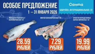В Бобруйске продают рыбу и морепродукты по суперценам. Минтай – всего 7,29 рубля