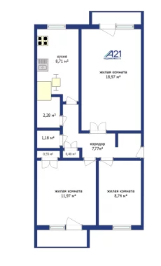 3-к квартира в аг. Химы