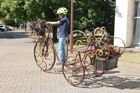 Цветник перед драмтеатром, на котором можно сидеть. Фотофакт