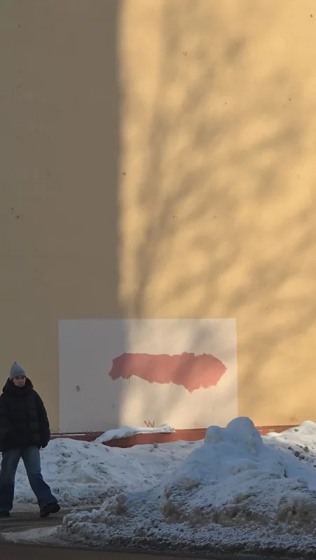 Посмотрите какой интересный арт-объект на стене дома по улице Советской в центре города.