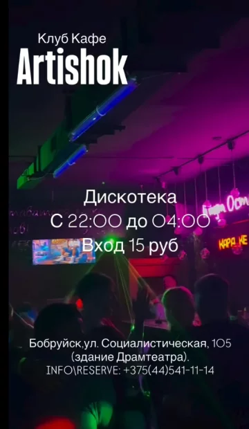 Дискотека в клуб-кафе «Artishok»