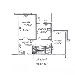 Просторная 2-комнатная квартира по б-ру Приберезинский