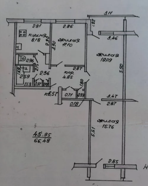 Трёхкомнатная квартира