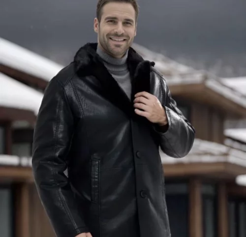 Мужская дубленка из экокожи
