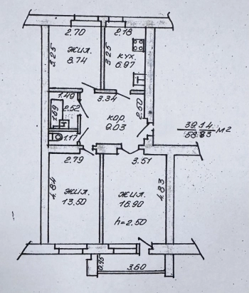 Трехкомнатная квартира в центре