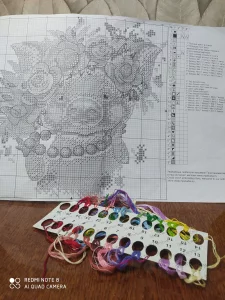 Вышивка крестом(схема+образцы ниток)