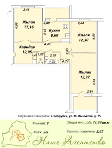 3-комнатная квартира в г. Бобруйске