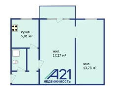 Светлая двухкомнатная квартира по ул. Октябрьская 155