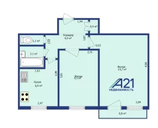 Двухкомнатная квартира с косметическим ремонтом