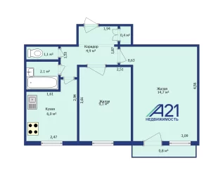 Двухкомнатная квартира с косметическим ремонтом
