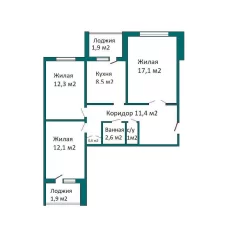 3-комнатная квартира по ул. Ульяновской, д. 39а (р-н ТЦ Корона)
