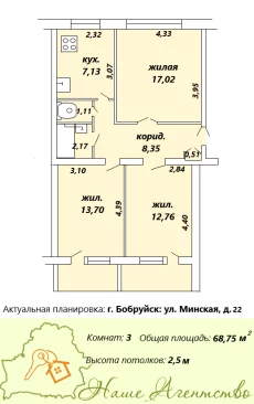 3-комнатная квартира по адресу: ул. Минская, д. 22