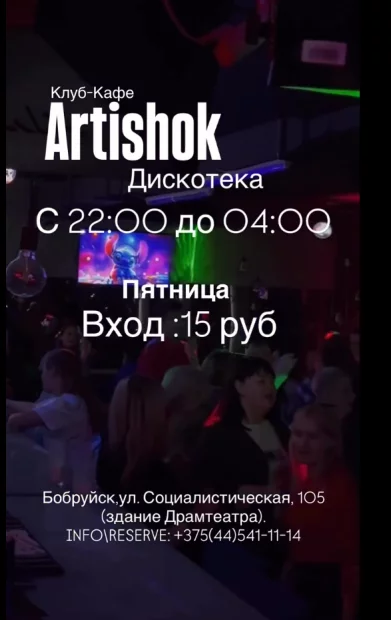 Дискотека в клуб-кафе «Artishok»