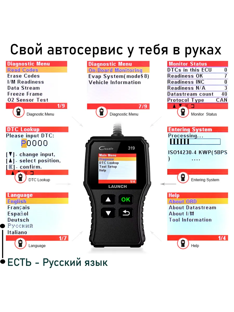 Сканер Launch Creader 319 50.руб