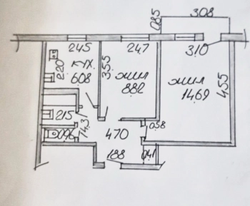 2- комнатная квартира на 3 этаже