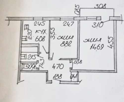 2- комнатная квартира на 3 этаже