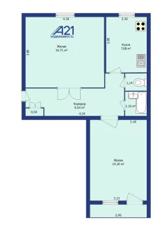 2-комнатная квартира, 3-й этаж. Комсомольская 134