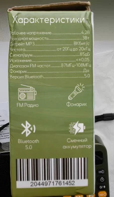 Портативное FM радио (BT MP3 USB MicroSD запись фонарик)