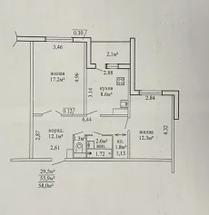2-комнатная квартира улучшенной планировки на 3 этаже