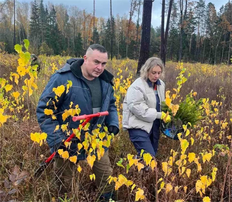 Работники филиала «Бобруйские тепловые сети» вышли на посадку молодых елей