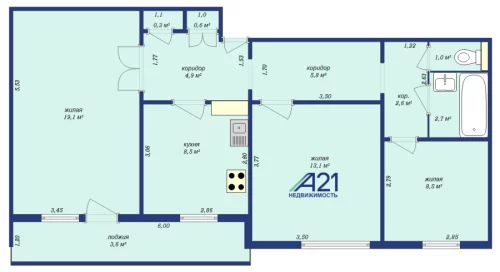 Трехкомнатная квартира на Лынькова