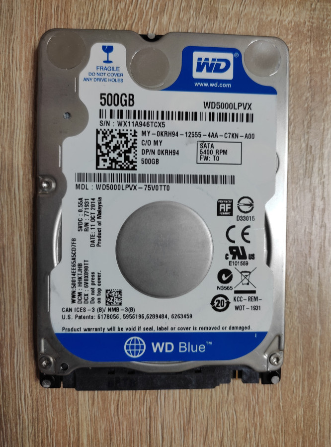 Жесткий WD HDD 500 для ноутбука