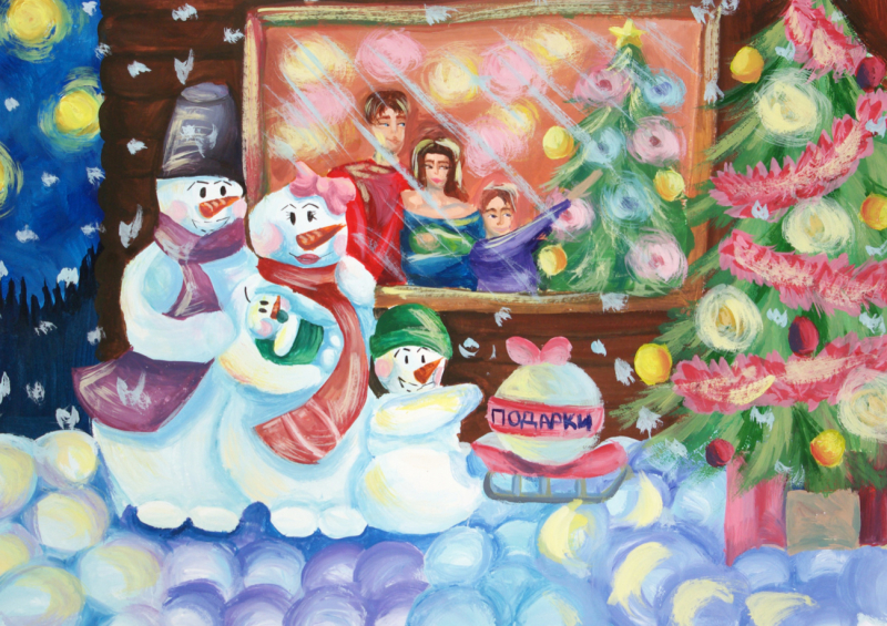 «Краски Рождества и Нового года». Голосуем за лучшие работы юных художников изостудии «Радуга». Голосование окончено