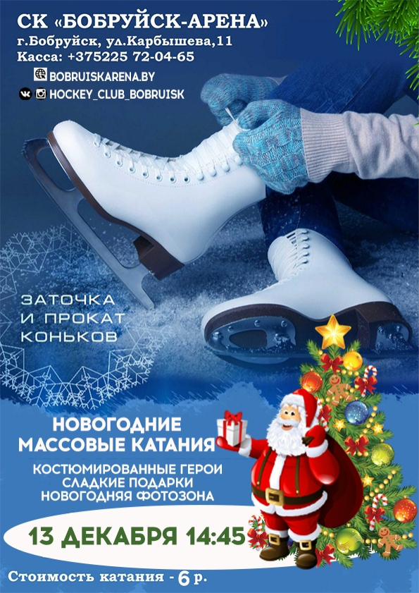 13 декабря в «Бобруйск-Арене» пройдет новогоднее массовое катание