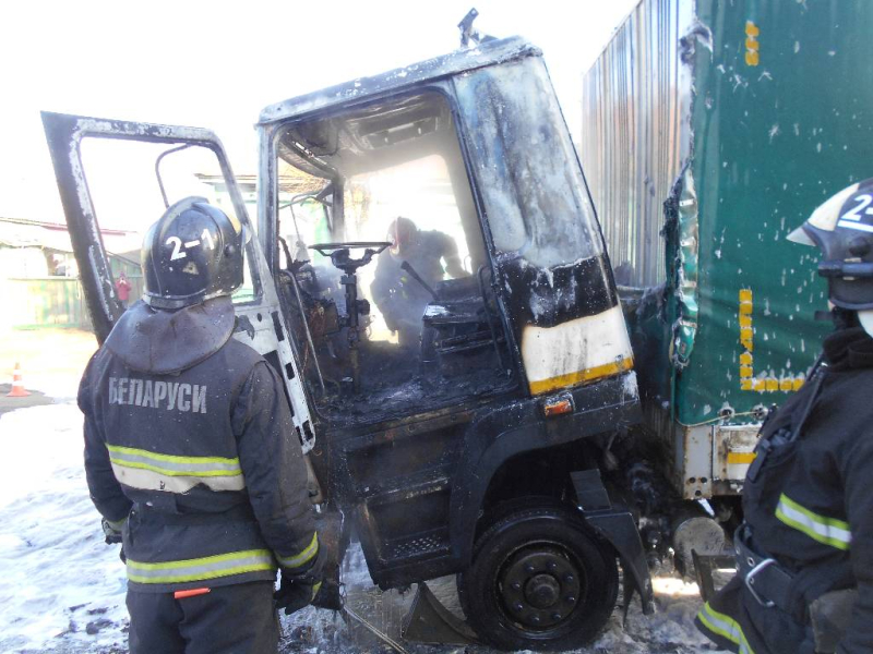 В Бобруйске горел грузовик