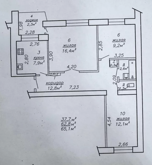 3- комн. квартира на Даманском