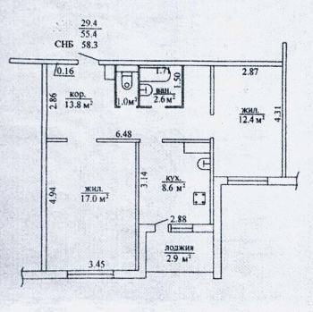Просторная 2-комнатная квартира новой планировки