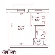 1-комнатная квартира в кирпичном доме по ул. Интернациональная