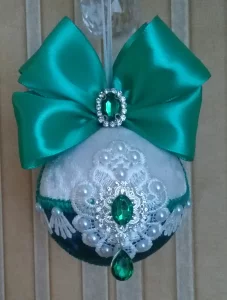 Новогодние шары 2шт.(розовый и зелёный)