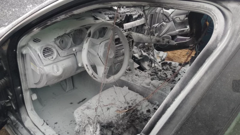 В Бобруйском районе горел автомобиль