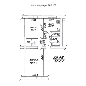 Просторная 2-комнатная квартира в авиагородке по ул. Ковзана, 38