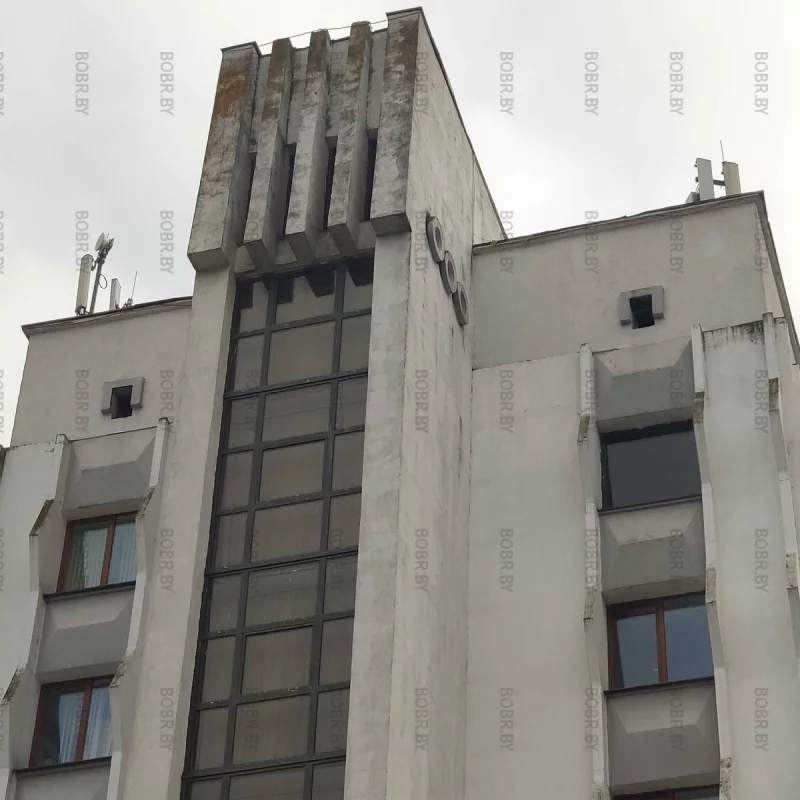 Плесень и облупившаяся краска на здание бобруйского горисполкома
