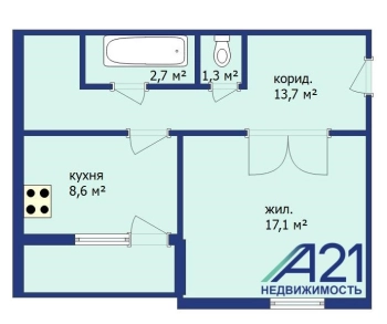 Однокомнатная квартира по улице Западная