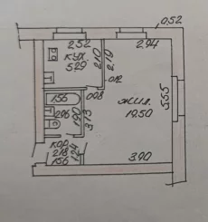 1-комнатная квартира на 2ом этаже
