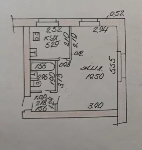 1-комнатная квартира на 2ом этаже