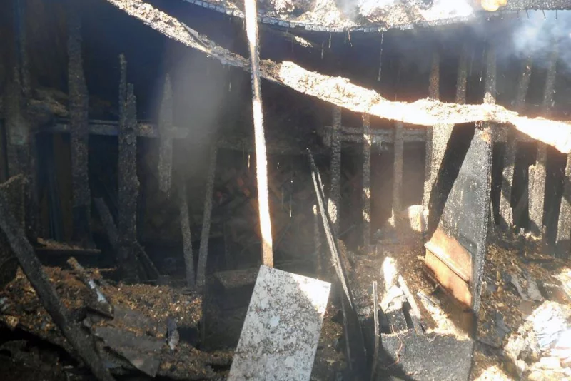 Пожар в деревне Телуша