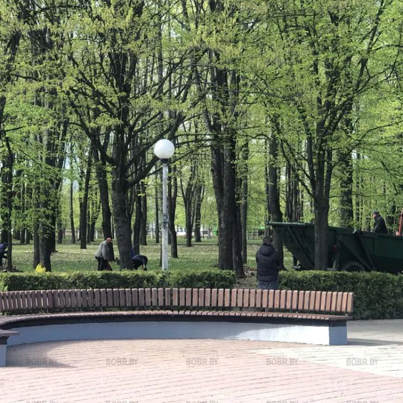 В парке убирают. И очень приятно