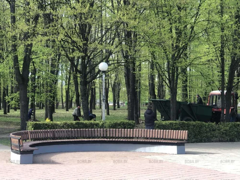 В парке убирают. И очень приятно