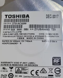 Жесткий диск 2000 ГБ TOSHIBA