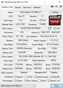 Видеокарта XFX Speedster Radeon RX 6600 XT Core 8GB GDDR6 800р