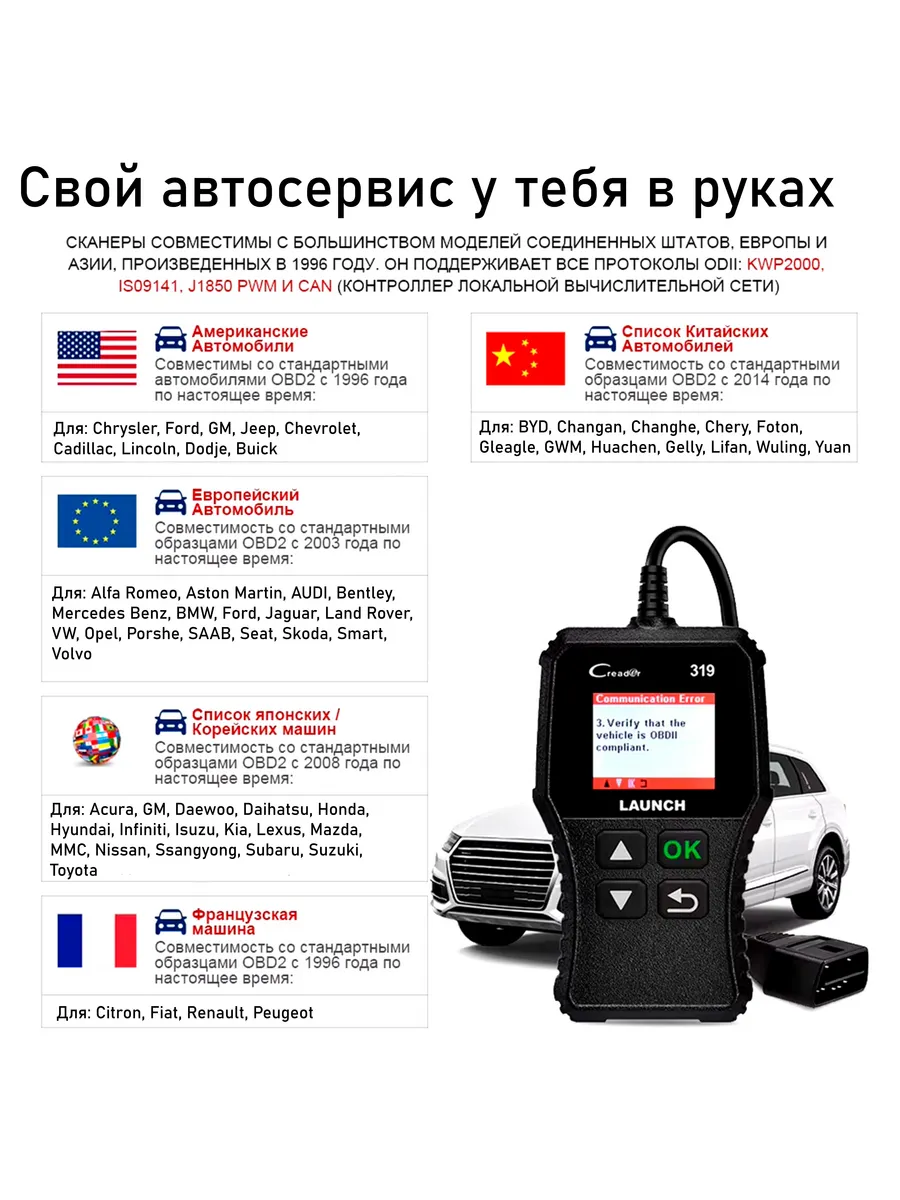 Сканер Launch Creader 319 50.руб